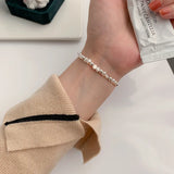 S925 Baroque Pearl Freshwater Silver Bead Elastic Bracelet