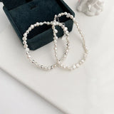 S925 Baroque Pearl Freshwater Silver Bead Elastic Bracelet
