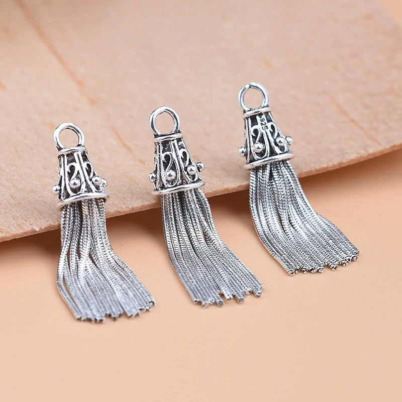S925 Silver Thai Snake Bone Chain Tassel Pendant Beaded Material