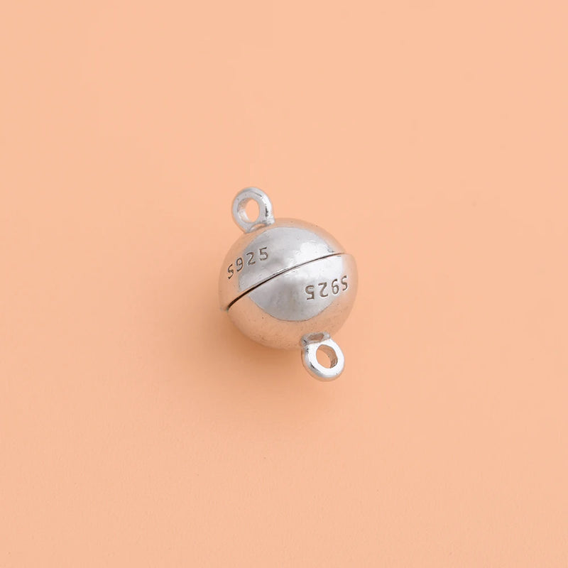 S925 Sterling Silver Double Ring Magnetic Clasp for DIY Bracelet