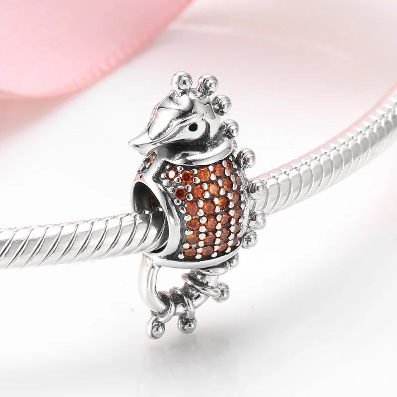 S925 Sterling Silver Beaded Ocean Starfish Seahorse Bracelet DIY