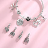 S925 Sterling Silver Beaded Pendant Medical Bracelet DIY Accessory