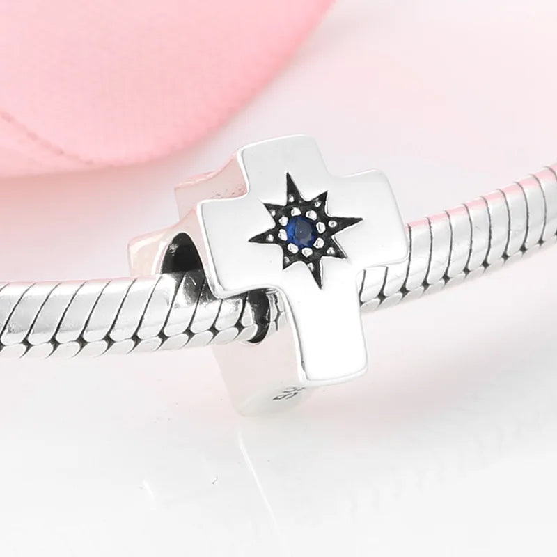 S925 Sterling Silver Hollow Cross Beads DIY Bracelet Accessories