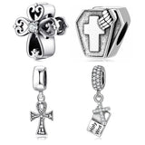 S925 Sterling Silver Hollow Cross Beads DIY Bracelet Accessories