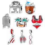S925 Sterling Silver Seaside Vacation Travel Beads Pendant DIY Jewelry