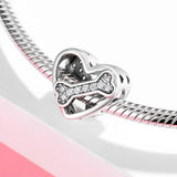 S925 Sterling Silver Dog Paw Print Bead Pendant Accessory