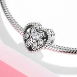 S925 Sterling Silver Dog Paw Print Bead Pendant Accessory