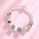 S925 Sterling Silver Dog Paw Print Bead Pendant Accessory