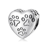 S925 Sterling Silver Dog Paw Print Bead Pendant Accessory