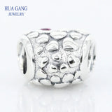 S925 Sterling Silver Heart CZ Inlaid Beads for DIY Jewelry Making