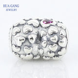 S925 Sterling Silver Heart CZ Inlaid Beads for DIY Jewelry Making