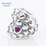 S925 Sterling Silver Heart CZ Inlaid Beads for DIY Jewelry Making
