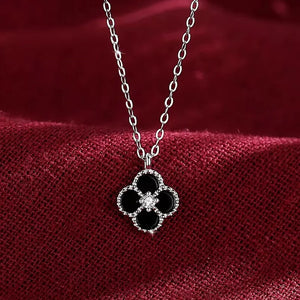 S925 Sterling Silver Agate Four-Leaf Necklace for Women