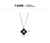 S925 Sterling Silver Agate Four-Leaf Necklace for Women