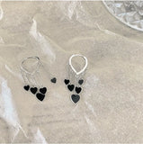 S925 Sterling Silver Love Stud Earrings Tassels Playful Wild Ear Buckle