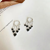 S925 Sterling Silver Love Stud Earrings Tassels Playful Wild Ear Buckle