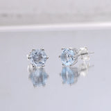 S925 Sterling Silver Topaz Stud Earrings Natural Stone Minimalist Jewelry