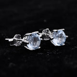 S925 Sterling Silver Topaz Stud Earrings Natural Stone Minimalist Jewelry