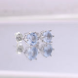 S925 Sterling Silver Topaz Stud Earrings Natural Stone Minimalist Jewelry
