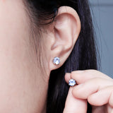 S925 Sterling Silver Topaz Stud Earrings Natural Stone Minimalist Jewelry