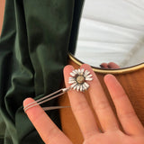 Sterling Silver Chrysanthemum Flower Necklace Retro Hip Hop Jewelry