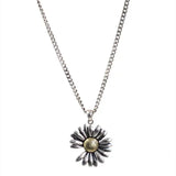 Sterling Silver Chrysanthemum Flower Necklace Retro Hip Hop Jewelry