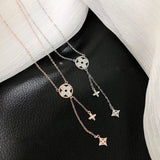S925 Sterling Silver Four-Leaf Clover Tassel Necklace