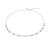 S925 Sterling Silver Curved Necklace with Round Diamond