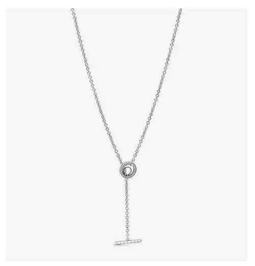 S925 Sterling Silver Curved Necklace with Round Diamond