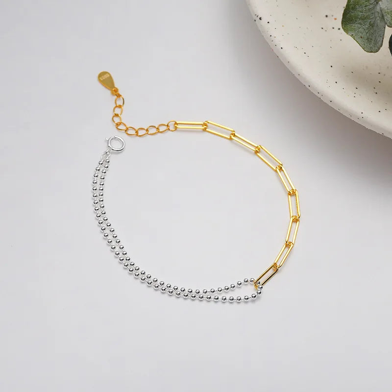 S925 Sterling Silver Separation Rice Bracelet Female Ins Wind Delicate