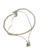 S925 Sterling Silver Double Pearl Love Anklet Women's Korean Round Bead Anklet
