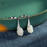 925 Silver Natural Hetian Jade Earrings