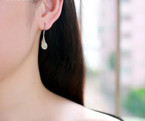 925 Silver Natural Hetian Jade Earrings