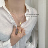 S925 Sterling Silver 18K Love Heart Double Clavicle Chain Necklace Pendant