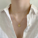 S925 Sterling Silver 18K Love Heart Double Clavicle Chain Necklace Pendant