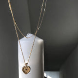 S925 Sterling Silver 18K Love Heart Double Clavicle Chain Necklace Pendant