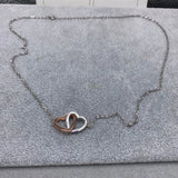 S925 Sterling Silver Heart Clasp Pendant Necklace, French Style for Women