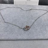S925 Sterling Silver Heart Clasp Pendant Necklace, French Style for Women