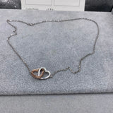 S925 Sterling Silver Heart Clasp Pendant Necklace, French Style for Women