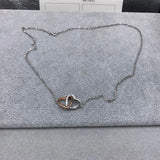 S925 Sterling Silver Heart Clasp Pendant Necklace, French Style for Women