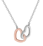 S925 Sterling Silver Heart Clasp Pendant Necklace, French Style for Women