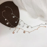 S925 Sterling Silver Flower Tassel Anklet Women's Silver Anklet