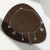S925 Sterling Silver Flower Tassel Anklet Women's Silver Anklet