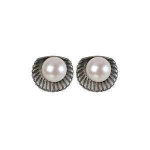 S925 Pearl Ear Studs Scallop Shell Earrings