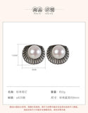 S925 Pearl Ear Studs Scallop Shell Earrings