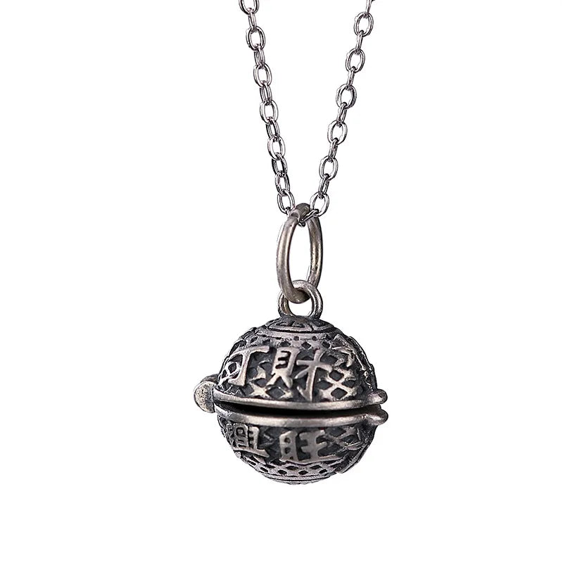 Silver Gawu Box Pendant Retro Ding Cai Prosperous Women's Sachet Bell