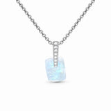 S925 Moonstone Pendant Necklace Women's Jewelry