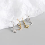 S925 Silver Geometric Stars & Moon Zircon Earrings - Wholesale&Dropshipping