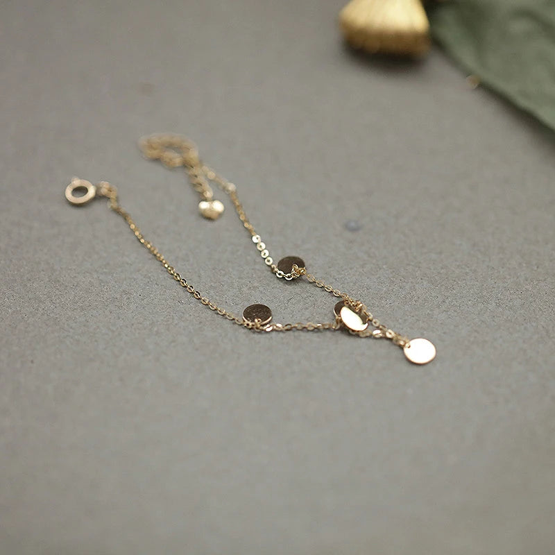 S925 Sterling Silver Gilded Coin Bracelet Mini Sequin Ins Bracelet