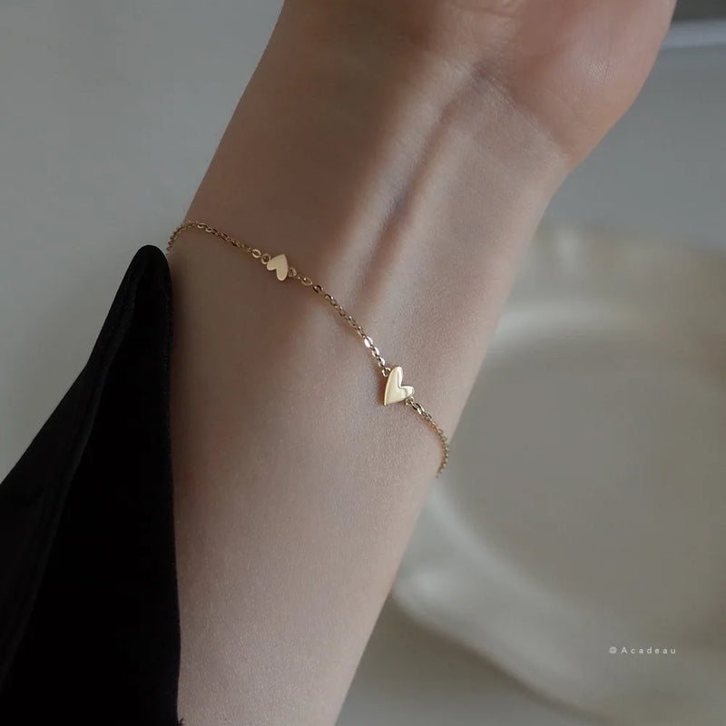 S925 Sterling Silver Three Small Love Bracelets Women's Jewelry